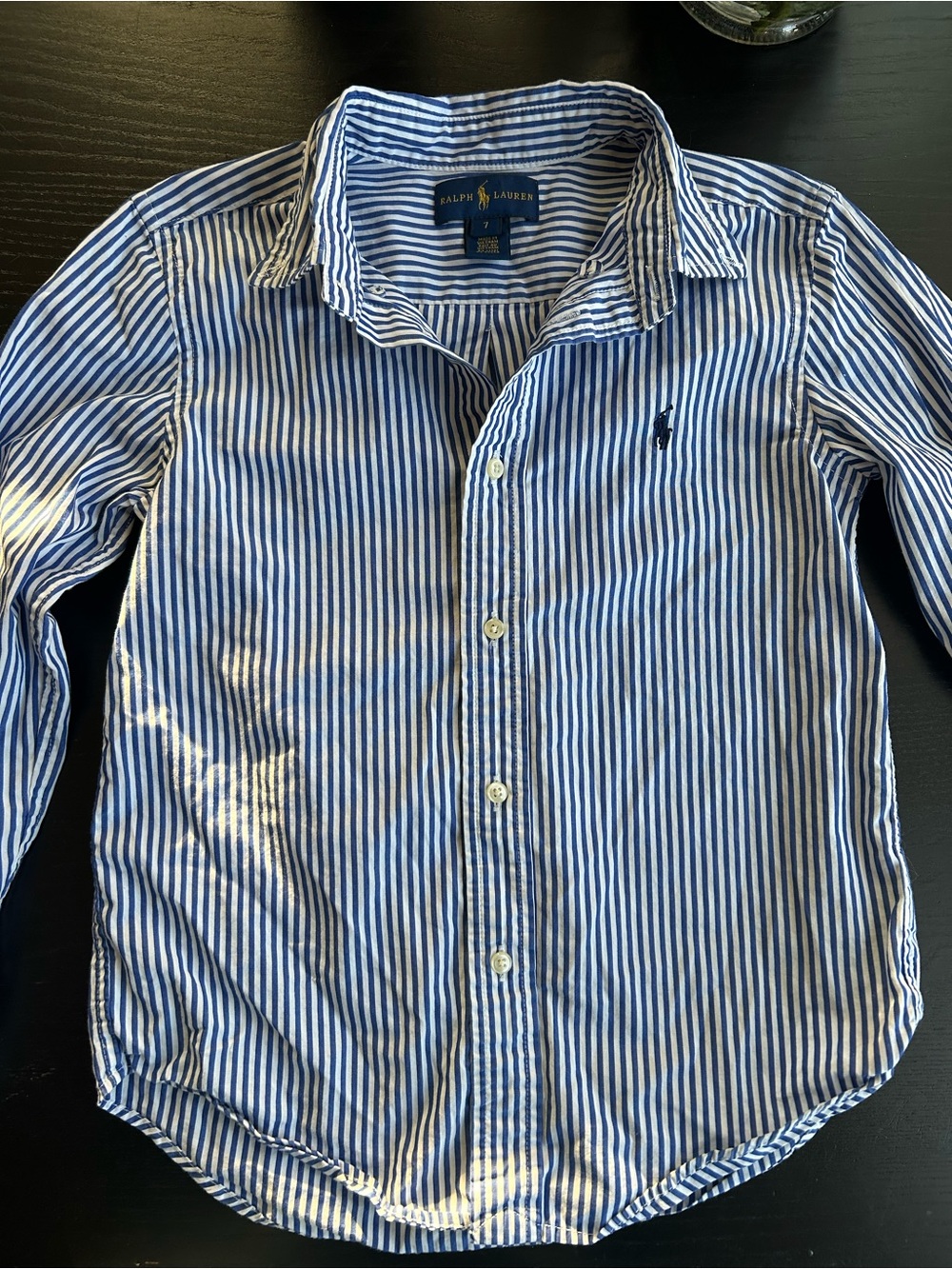 Ralph Lauren Blue and White Vertical Stripe Button-Down Shirt